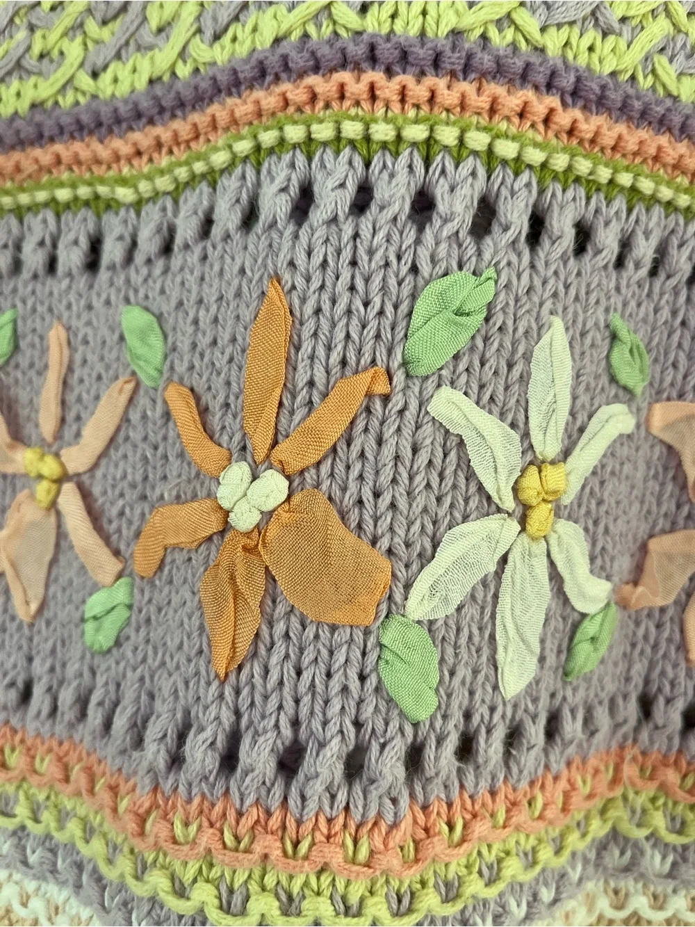 Vintage Susan Bristol Causal Ramie Knit Floral Sweater Size Medium Petite - Picture 13 of 16